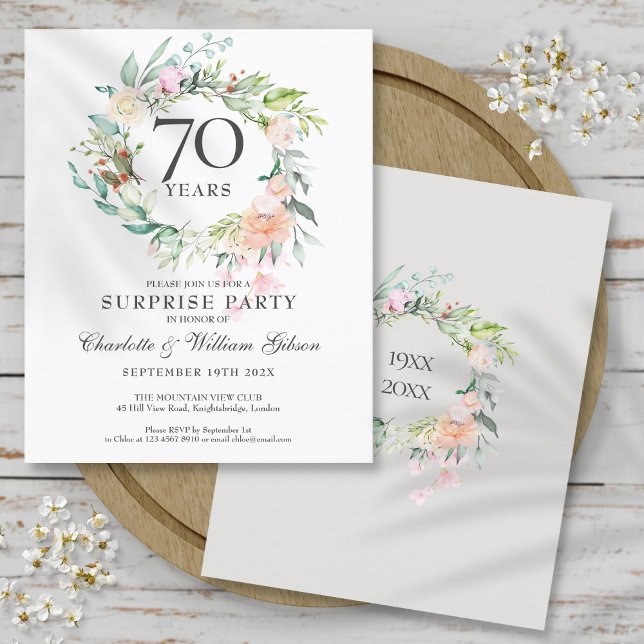 Budget Surprise Party 70th Anniversary Invitation (Budget Surprise Party 70th Anniversary Invitation)