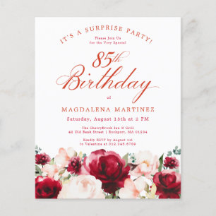 BUDGET SURPRISE PARTY 85th Birthday Pink Red Rose
