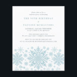 BUDGET SURPRISE Party 90th Birthday Snowflake<br><div class="desc">Very elegant blue watercolor snowflakes create a pretty border along the bottom of this adult birthday invitation. Modern and minimalist design has an open and airy feel. The contemporary aesthetic will appeal to people of all ages.</div>