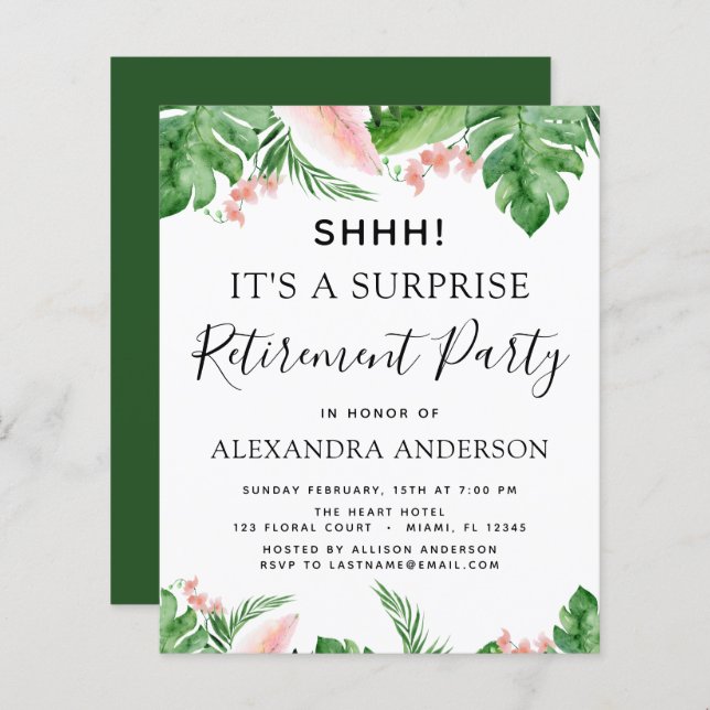 Budget Surprise Retirement Party Tropical (Front/Back)