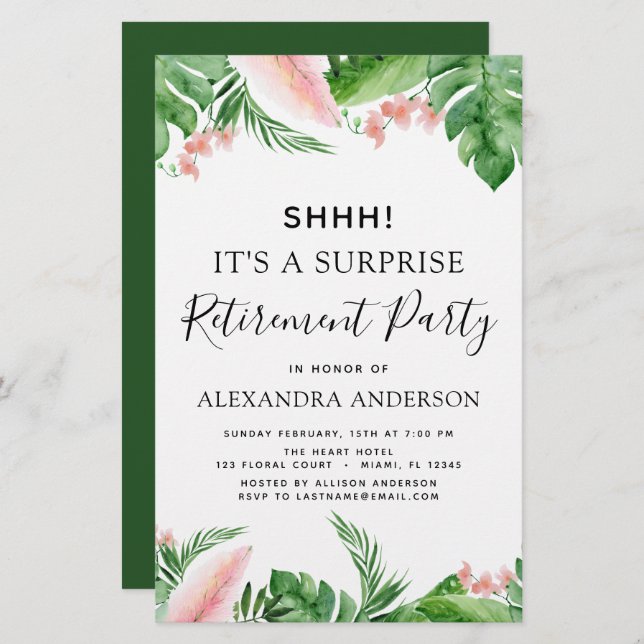 Budget Surprise Retirement Party Tropical (Front/Back)