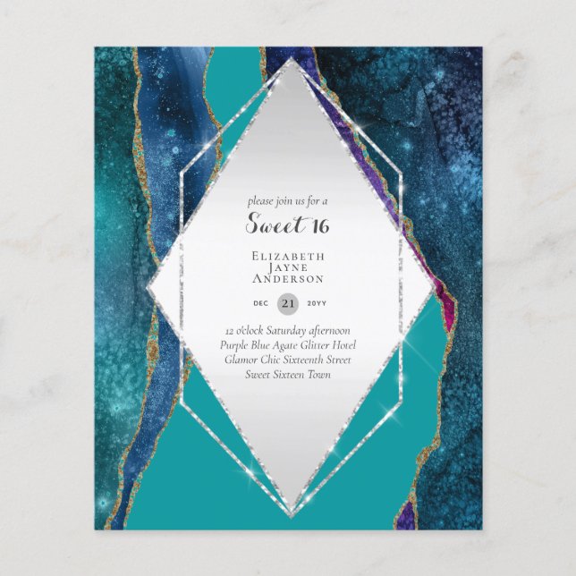 BUDGET SWEET 16 - AGATE Sparkles GLAMOR Chic Fun Flyer (Front)