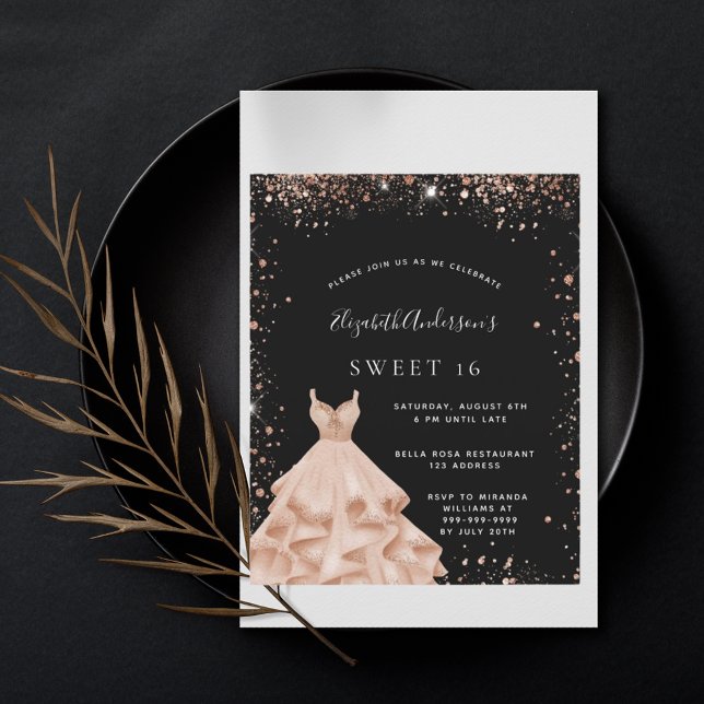 Budget Sweet 16 black rose gold glitter dress (Creator Uploaded)