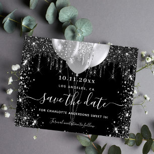 Budget Sweet 16 black silver save the date