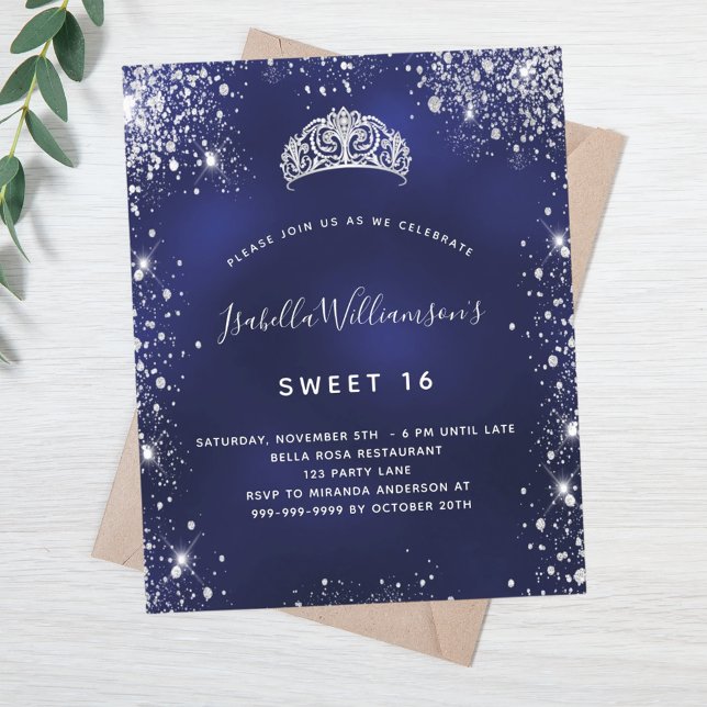 Budget Sweet 16 blue silver glitter dust tiara (Creator Uploaded)