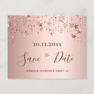 Budget Sweet 16 blush rose gold Save the Date