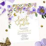 Budget Sweet 16 Butterfly Invitation Purple Floral<br><div class="desc">A whimsical purple and gold glitter butterflies invite. Great for butterfly-themed 16th birthday party. CUSTOMIZATION: Please send me a message through the chat if you need any customisation,  such as a change of colour. MODIFYING EXISTING ORDER/ SHIPMENT TIME,  ETC,  please contact directly to Zazzle support. https://help.zazzle.com/hc/en-us/articles/221463567-How-Do-I-Contact-Zazzle-Customer-Support-</div>