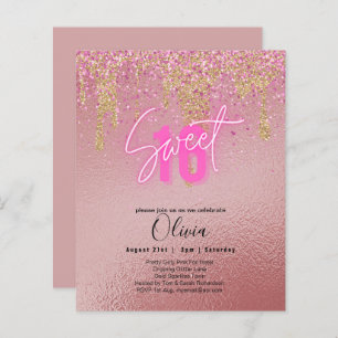Budget Sweet 16 Pink Glitter Foil Girly Modern  Fl