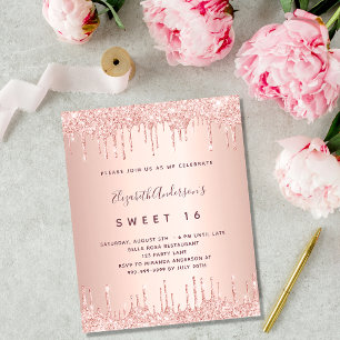 BUDGET Sweet 16 rose gold glitter pink birthday