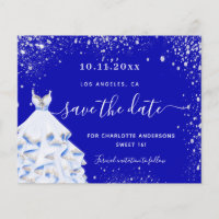Budget Sweet 16 royal blue dress save the date