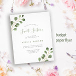Budget Sweet 16 simple birthday party invitation Flyer<br><div class="desc">Rustic modern unique watercolor eucalyptus greenery foliage Sweet Sixteen birthday party BUDGET affordable invitation FLYER. PLEASE READ THIS BEFORE PURCHASING! This is a budget affordable card printed on a FLYER. Please note that BUDGET PAPER IS THIN - You can upgrade to have this card printed on cardstock ENVELOPES NOT INCLUDED....</div>