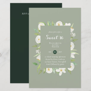 BUDGET Sweet 16, Sixteenth Birthday Floral Invite