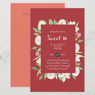 BUDGET Sweet 16, Sixteenth Birthday Floral Invite