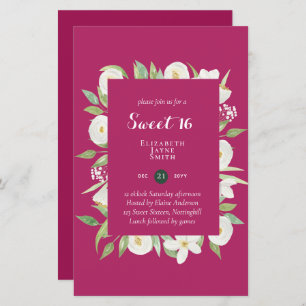 BUDGET Sweet 16, Sixteenth Birthday Floral Invite