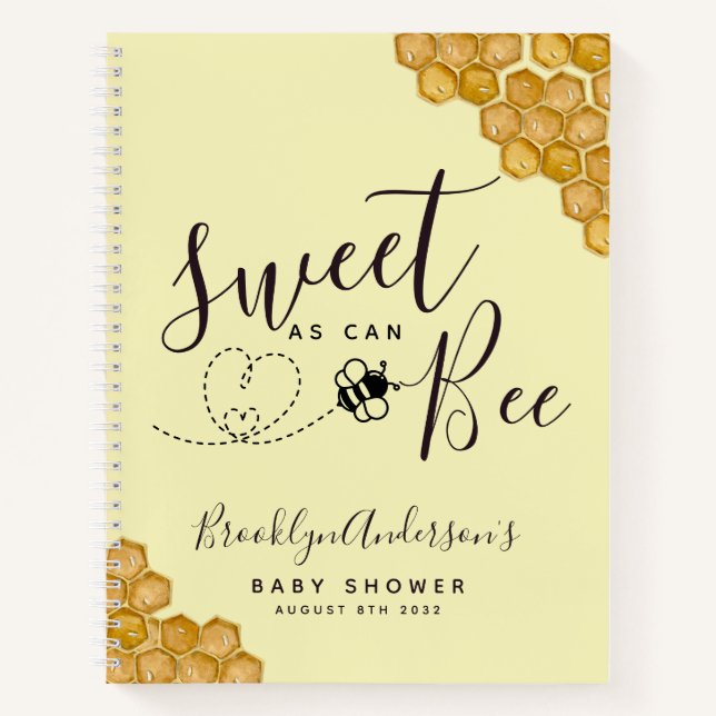 Budget Sweet as Can Bee Baby Shower Guestbook Notebook (Front)