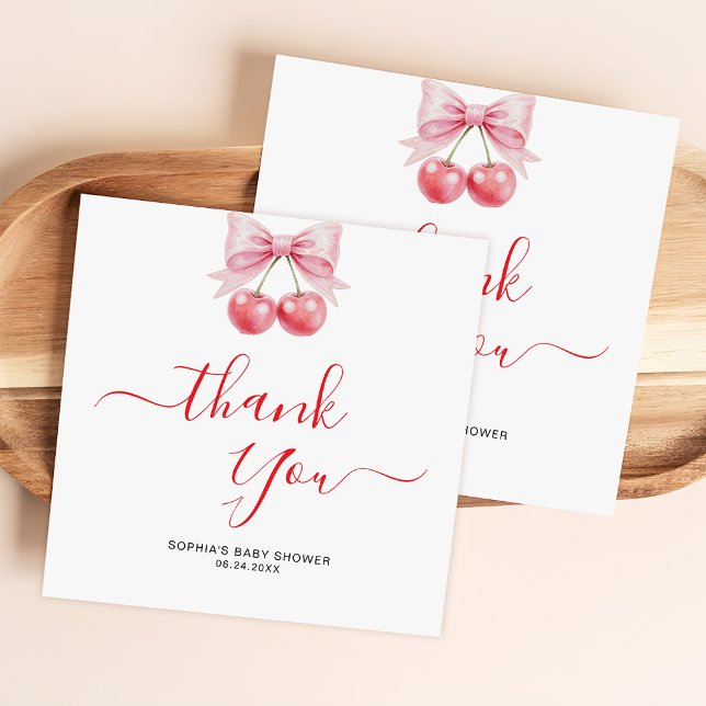 Budget Sweet Cherry Baby Shower Thank You Card (Creator Uploaded)