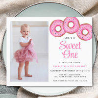 Budget Sweet One Doughnut Photo 1st Birthday Invit