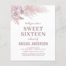Budget Sweet Sixteen Boho Chic Birthday Invitation