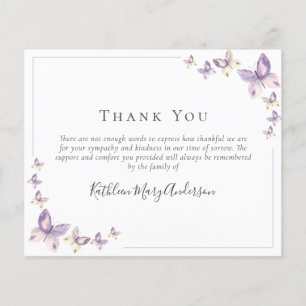 BUDGET Sympathy Butterfly Funeral Thank You Note 