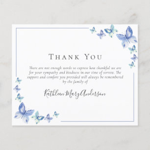 BUDGET Sympathy Butterfly Funeral Thank You Note 