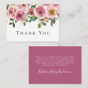 BUDGET Sympathy Floral Funeral Thank You Note  Card