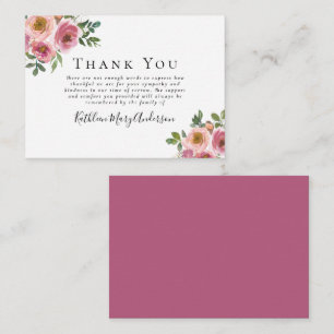 BUDGET Sympathy Floral Funeral Thank You Note  Card