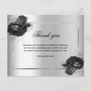 Budget sympathy silver floral photo thank you card