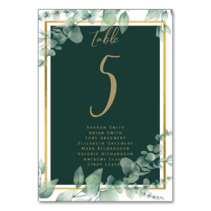 BUDGET Table Number Seating Greenery Eucalyptus