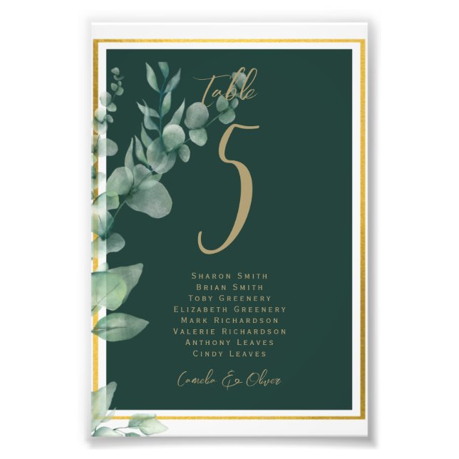 BUDGET Table Number Seating Greenery Eucalyptus Photo Print (Front)