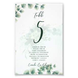 BUDGET Table Number Seating Greenery Eucalyptus Photo Print