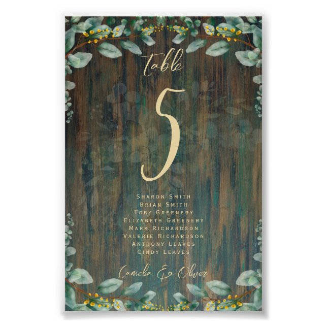 BUDGET Table Number Seating RUSTIC Greenery Photo Print (Front)