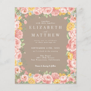 Budget Taupe Boho Floral Wildflower Photo QR Code Flyer
