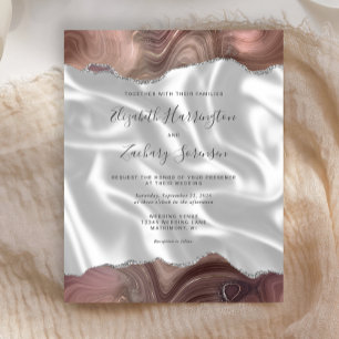 Budget Taupe Silver Agate White Silk Wedding