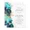 Budget Teal Aqua Floral Gold Script Wedding Invite