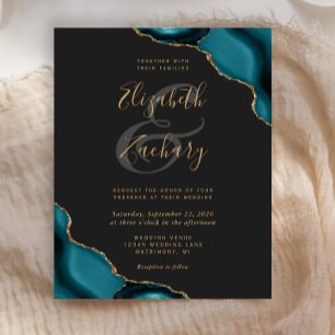 Budget Teal Blue Agate Corners Dark Wedding