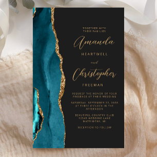 Budget Teal Blue Gold Agate Dark Wedding
