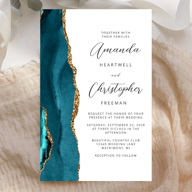 Budget Teal Blue Gold Agate Wedding (Creator Uploaded)