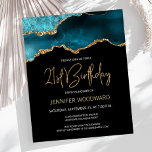 Budget Teal Gold Agate 21st Birthday Invitation<br><div class="desc">This trendy 21st birthday invitation features a watercolor image of an agate geode in shades of teal with faux gold highlights. The words "21st Birthday" appear in faux gold glitter in decorative modern handwriting font. Customise it with the name of the honoree in gold coloured text and the details in...</div>