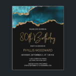 Budget Teal Gold Agate 80th Birthday Invitation<br><div class="desc">This trendy 80th birthday invitation features a watercolor image of an agate geode in shades of teal with faux gold highlights. The words "80th Birthday" appear in faux gold glitter in decorative modern handwriting font. Customise it with the name of the honoree in gold coloured text and the details in...</div>