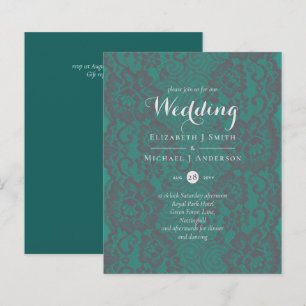 BUDGET Teal Monochromatic Wedding Invite