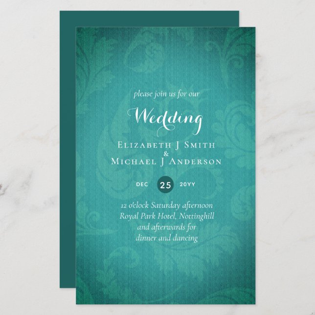BUDGET Teal Mystique Wedding Invite (Front/Back)