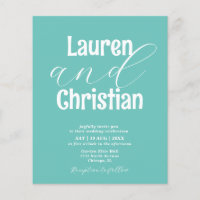 Budget Teal Scripture Wedding Invitation