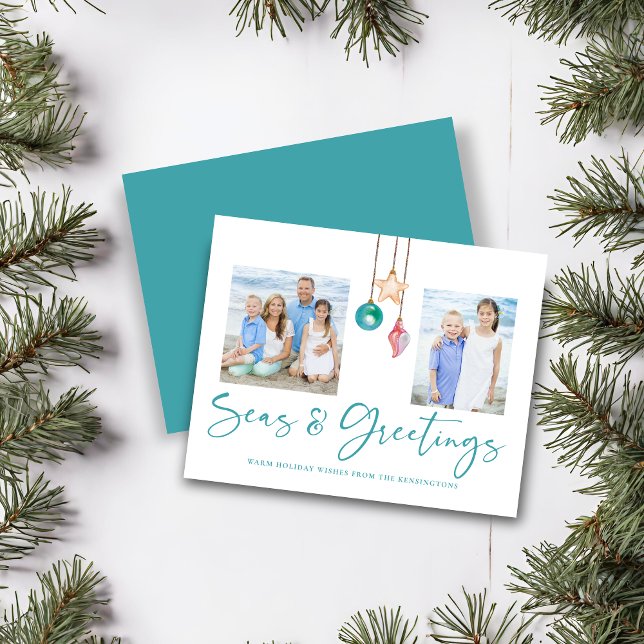 Budget Teal Seas and Greetings Shell Holiday (Budget Teal Seas and Greetings Shell Holiday Card)