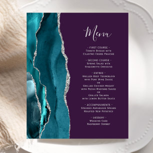 Budget Teal Silver Agate Purple Wedding Menu