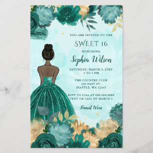 Budget Teal Turquoise Gold Princess Sweet 16 