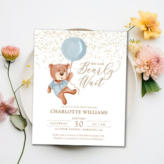 Budget Teddy Bear Boy Baby Shower Invitation (Creator Uploaded)