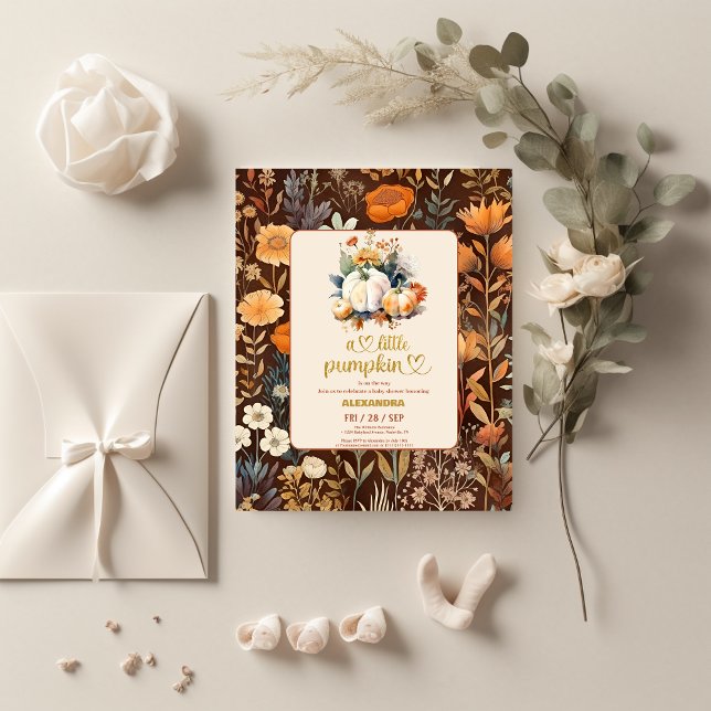 Budget Teracotta Little pumpkin fall  baby shower Flyer (Creator Uploaded)