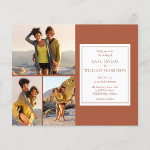 Budget Terracotta 4 Photos Wedding Invitation