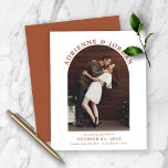 Budget Terracotta Arch Photo Save the Date<br><div class="desc">Budget Modern Arch Photo Save the Date Announcement. Announce your engagement with this creative and unique announcement featuring your photo and our trendy, stylish, boho arch. This one is modern burnt orange (terracotta) and white, but all colors and fonts are easy to customize! **Our BUDGET paper is smaller and more...</div>