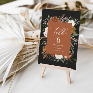 Budget terracotta black table number chic elegant